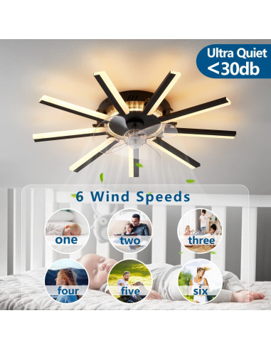 Ventilador de Techo HuixuTe 27" con Luz LED y Control Remoto