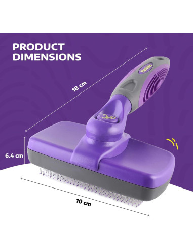 Cepillo Autolimpiante Hertzko para Mascotas - Pequeño Piel Sensible
