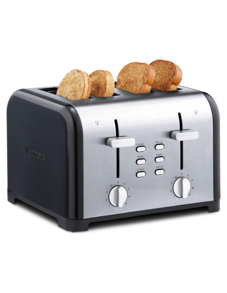 Tostador Kenmore 4 Rebanadas Acero Inoxidable Negro 1400W Tostador Kenmore 4 Rebanadas Acero Inoxidable Negro 1400W