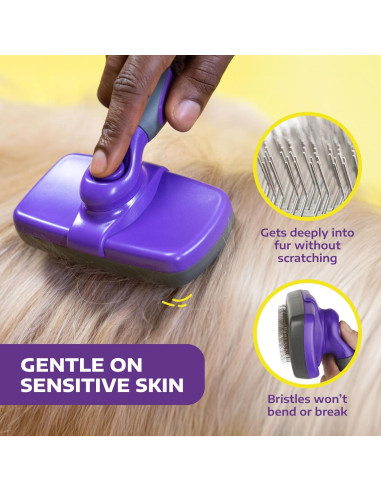 Cepillo Autolimpiante Hertzko para Mascotas - Pequeño Piel Sensible