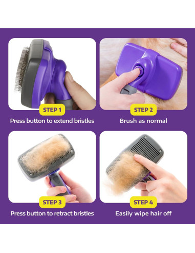 Cepillo Autolimpiante Hertzko para Mascotas - Pequeño Piel Sensible