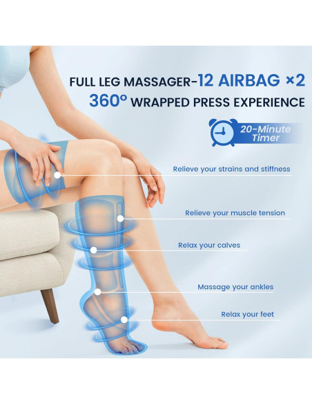 Masajeador de Piernas BIEAMA con Calor y Compresión 6 Modos