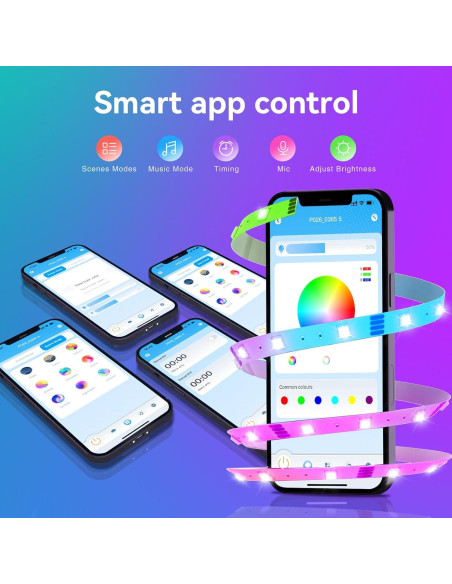 Tira de LED Bluetooth TJOY 15.24m RGB con Control APP y Remoto Tira de LED Bluetooth TJOY 15.24m RGB con Control APP y Remoto