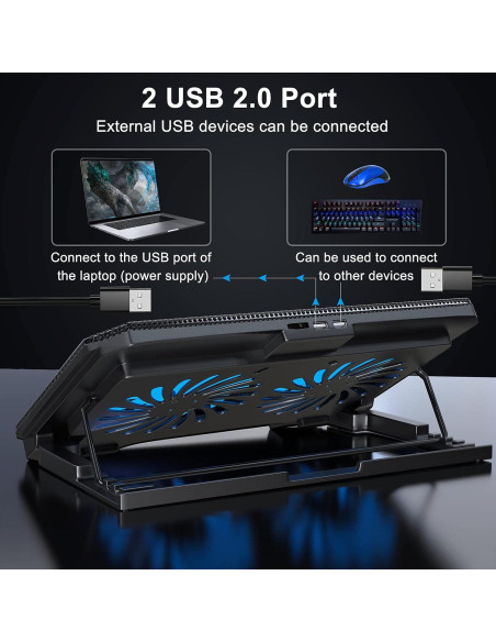 Base de Enfriamiento para Laptop LIENS Ajustable 2 Ventiladores
