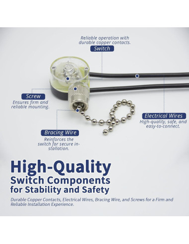 Interruptor de Luz de Cadena ZING EAR ZE-109 para Ventilador de Techo