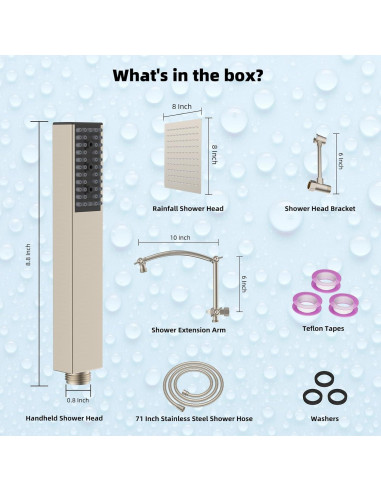 Cabezal de Ducha de Lluvia Hibbent 20 cm Metal Alta Presión