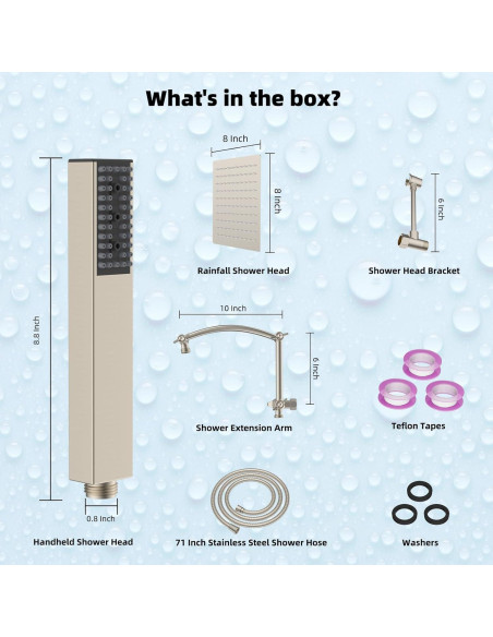 Cabezal de Ducha de Lluvia Hibbent 20 cm Metal Alta Presión