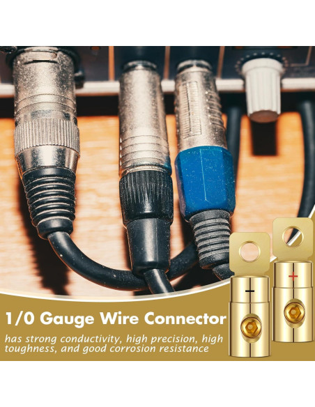 4 Terminales de Anillo 1/0 AWG MorningRo Dorados