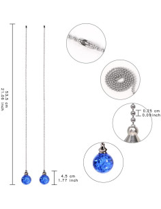 Cadena de Tirar de Cristal Azul LONGSHENG 50cm 2 Piezas 2