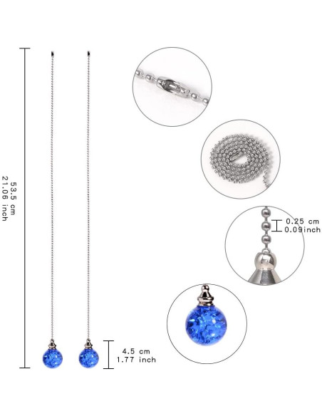 Cadena de Tirar de Cristal Azul LONGSHENG 50cm 2 Piezas