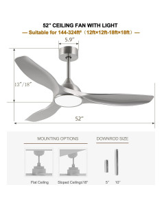 Ventilador de Techo Moderno Fanliving 52" DC Silencioso 6 Velocidades 2