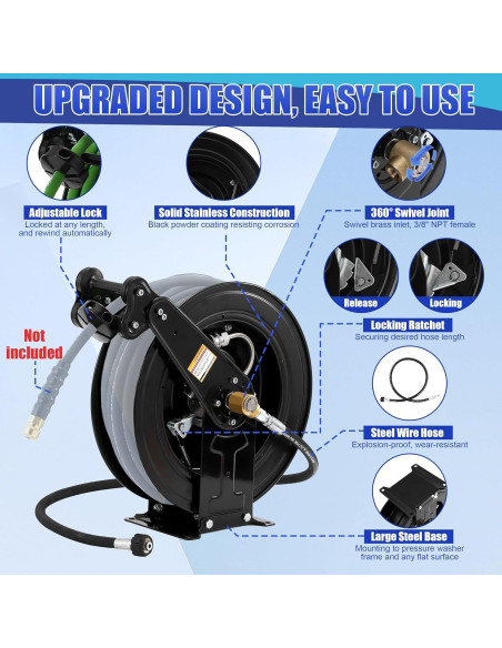 Carrete de Manguera Retráctil FIXFANS 3/8" x 15m 4000 PSI