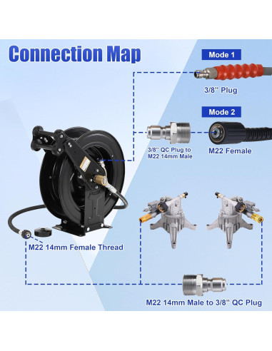 Carrete de Manguera Retráctil FIXFANS 3/8" x 15m 4000 PSI