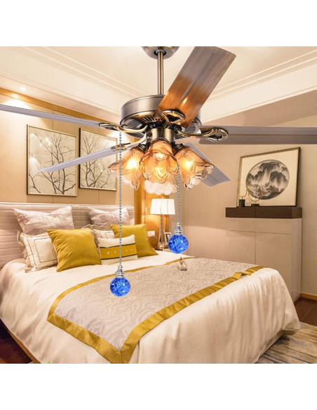 Cadena de Tirar de Cristal Azul LONGSHENG 50cm 2 Piezas