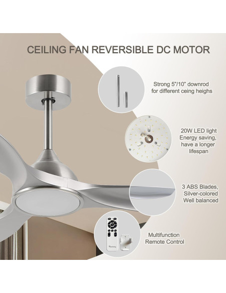 Ventilador de Techo Moderno Fanliving 52" DC Silencioso 6 Velocidades Ventilador de Techo Moderno Fanliving 52" DC Silencioso 6 Velocidades