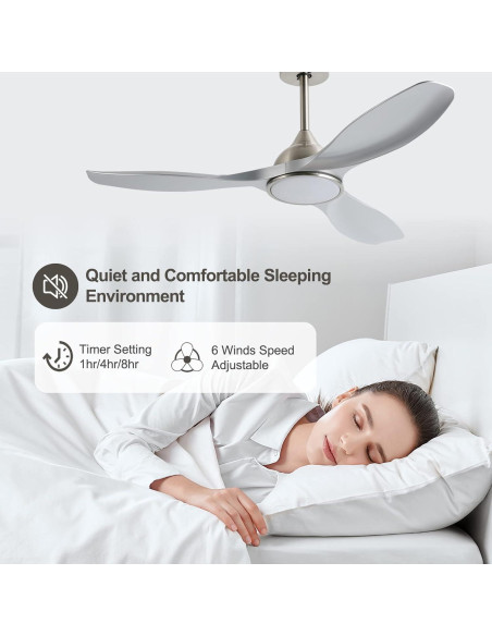 Ventilador de Techo Moderno Fanliving 52" DC Silencioso 6 Velocidades Ventilador de Techo Moderno Fanliving 52" DC Silencioso 6 Velocidades