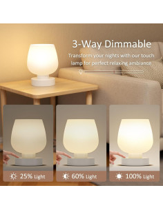 Lámpara de Mesa Táctil Seealle con Pantalla de Vidrio 3000K 2