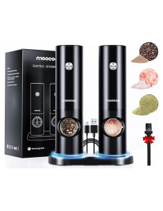 Juego de Molinillos Eléctricos de Sal y Pimienta Moocoo