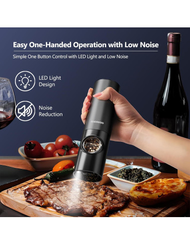 Juego de Molinillos Eléctricos de Sal y Pimienta Moocoo