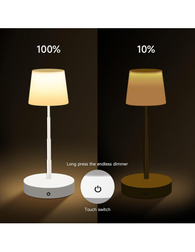 Lámpara de Mesa LED Táctil Regulable USB - 10.49x10.49cm