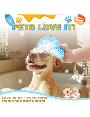 3 Piezas Cepillo de Baño para Perros Peehss - Azul