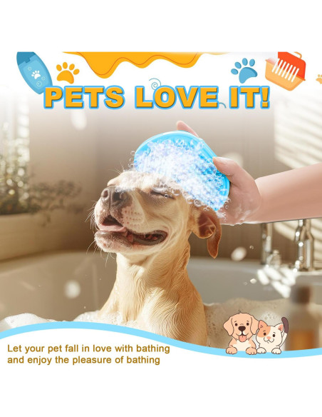 3 Piezas Cepillo de Baño para Perros Peehss - Azul