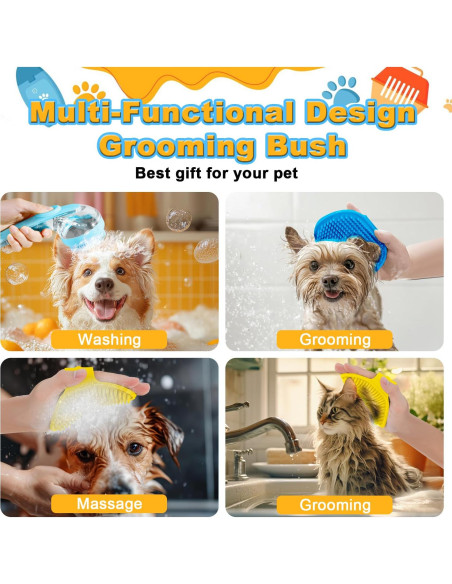 3 Piezas Cepillo de Baño para Perros Peehss - Azul