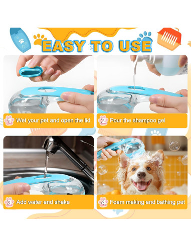 3 Piezas Cepillo de Baño para Perros Peehss - Azul