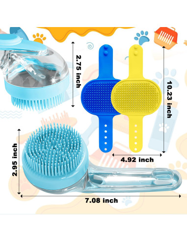 3 Piezas Cepillo de Baño para Perros Peehss - Azul
