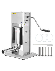 Embutidor de Salchichas Happybuy 3L Acero Inoxidable 2 Velocidades