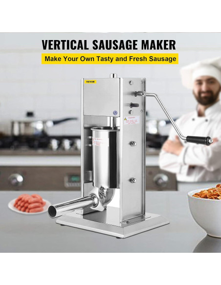 Embutidor de Salchichas Happybuy 3L Acero Inoxidable 2 Velocidades