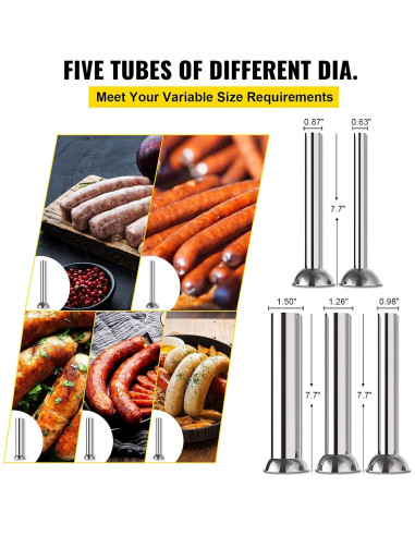 Embutidor de Salchichas Happybuy 3L Acero Inoxidable 2 Velocidades