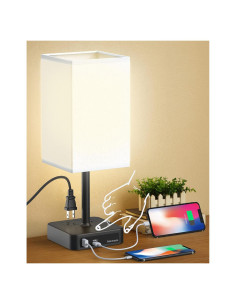 Lámpara de Mesa Táctil Alimentata con Carga USB y Salidas CA