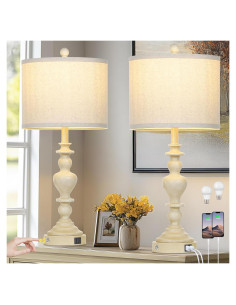 Lámparas de mesa vintage rústicas Lolikit, 2 unidades, USB