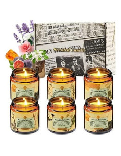 Juego de 6 Velas Aromáticas Qizeion - Cera de Soja, 180h