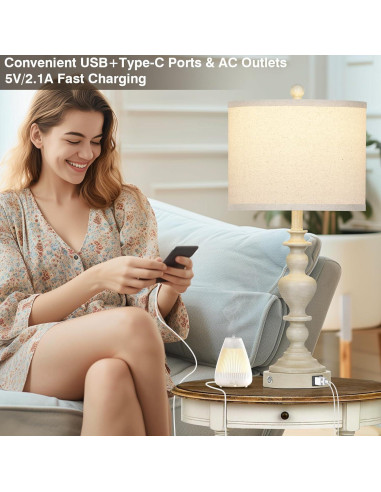 Lámparas de mesa vintage rústicas Lolikit, 2 unidades, USB