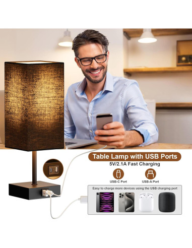 Lámpara de Mesa Sailstar Táctil Regulable 3 Niveles USB Negra