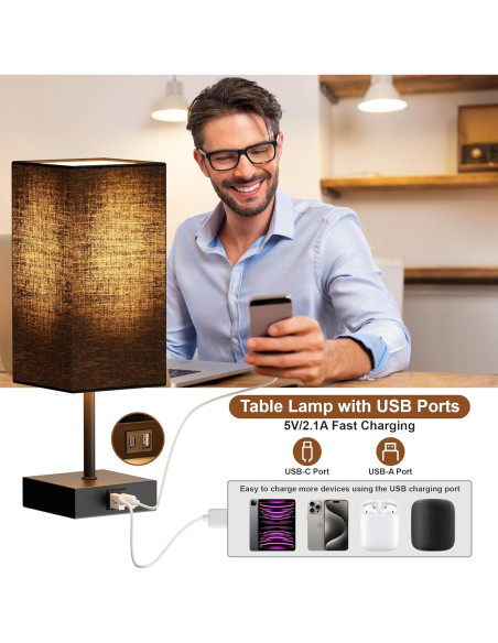 Lámpara de Mesa Sailstar Táctil Regulable 3 Niveles USB Negra