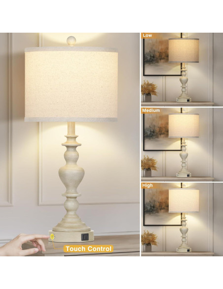 Lámparas de mesa vintage rústicas Lolikit, 2 unidades, USB