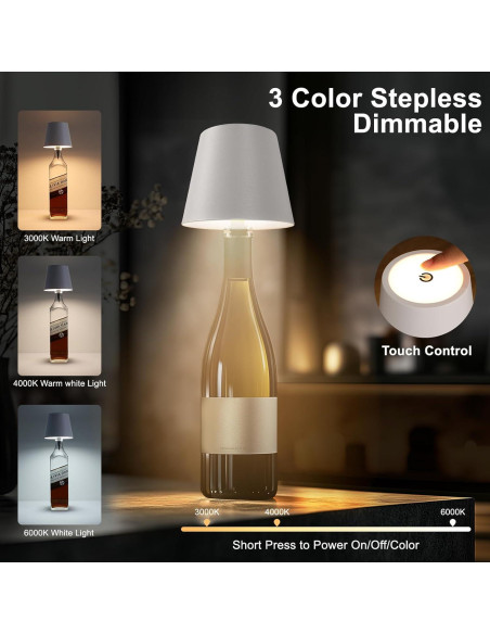 Lámpara de Botella Inalámbrica Mebaraul 3600mAh Blanco