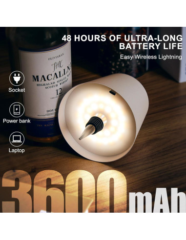 Lámpara de Botella Inalámbrica Mebaraul 3600mAh Blanco