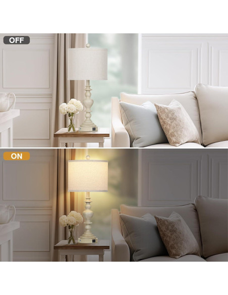 Lámparas de mesa vintage rústicas Lolikit, 2 unidades, USB