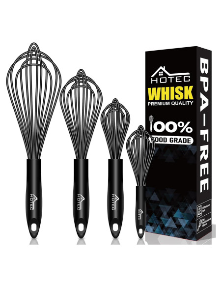 Juego de 4 Batidores de Silicona HOTEC - Antideslizantes y Resistentes