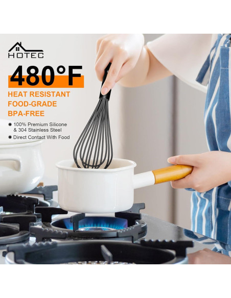 Juego de 4 Batidores de Silicona HOTEC - Antideslizantes y Resistentes