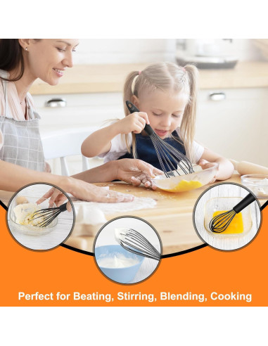 Juego de 4 Batidores de Silicona HOTEC - Antideslizantes y Resistentes