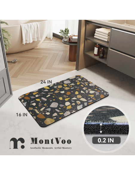 Alfombra de Baño Antideslizante MontVoo 61x41 cm Negro Multicolor