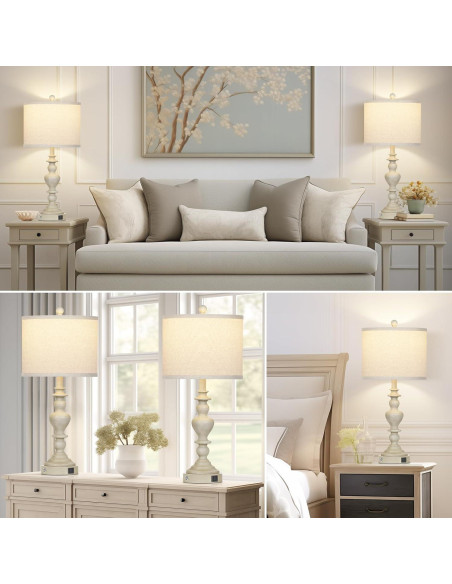 Lámparas de mesa vintage rústicas Lolikit, 2 unidades, USB