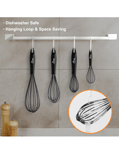 Juego de 4 Batidores de Silicona HOTEC - Antideslizantes y Resistentes