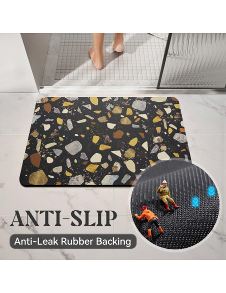 Alfombra de Baño Antideslizante MontVoo 61x41 cm Negro Multicolor