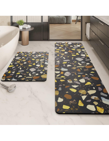 Alfombra de Baño Antideslizante MontVoo 61x41 cm Negro Multicolor